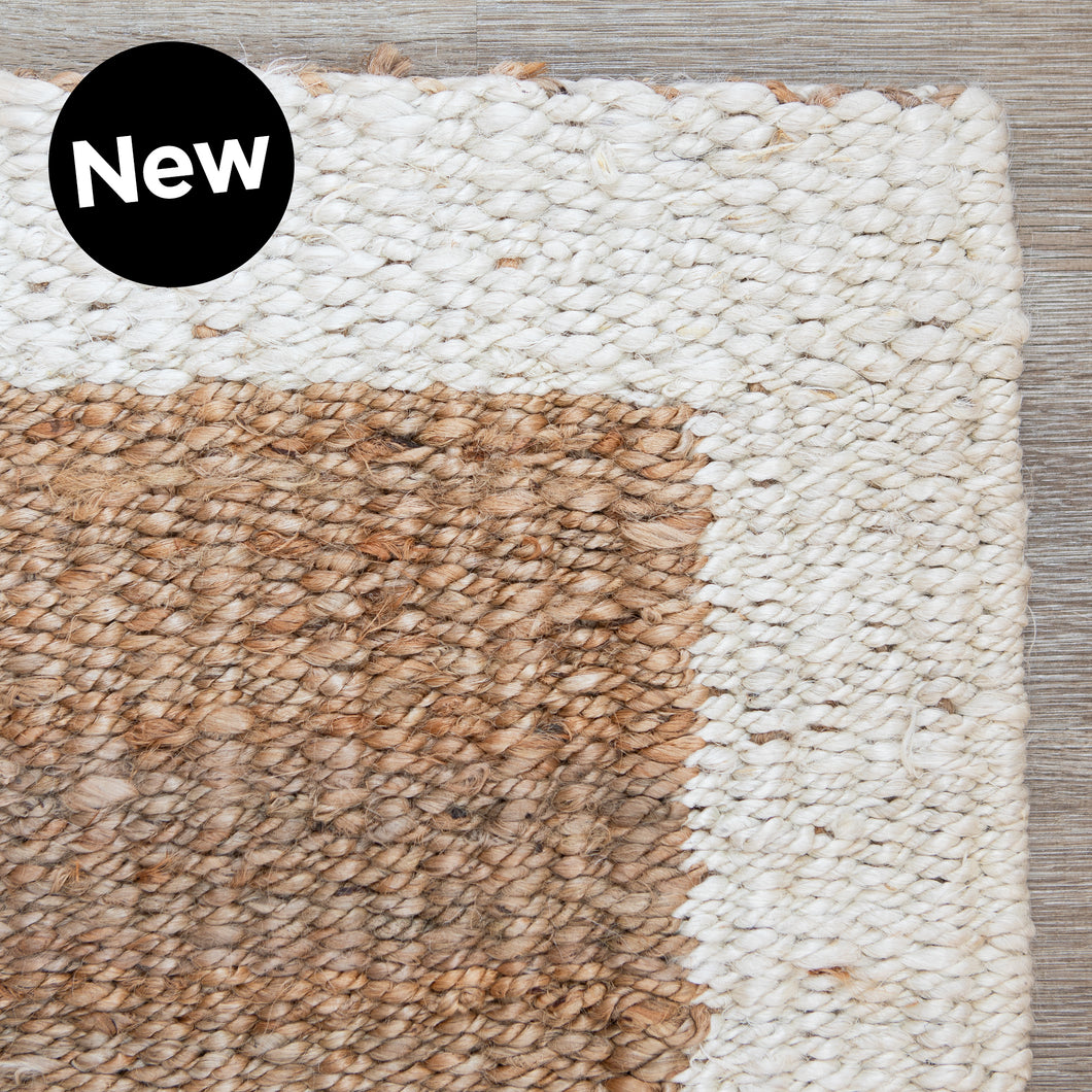 Woven-Border Jute Mats - Natural/Cream