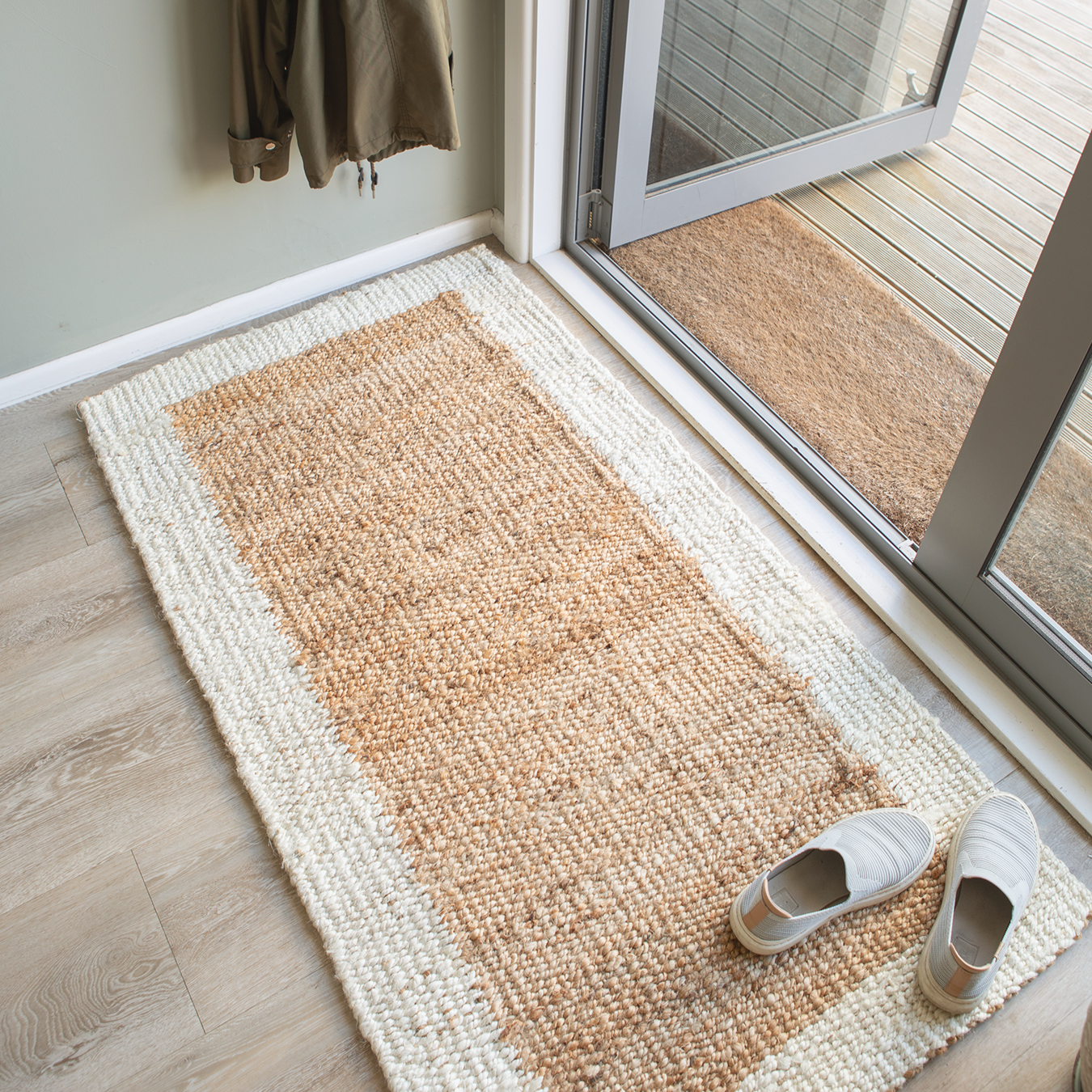 Woven-Border Jute Mats - Natural/Cream