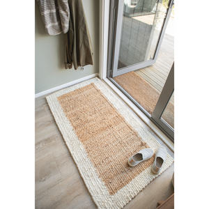 Woven-Border Jute Mats - Natural/Cream