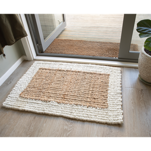 Woven-Border Jute Mats - Natural/Cream