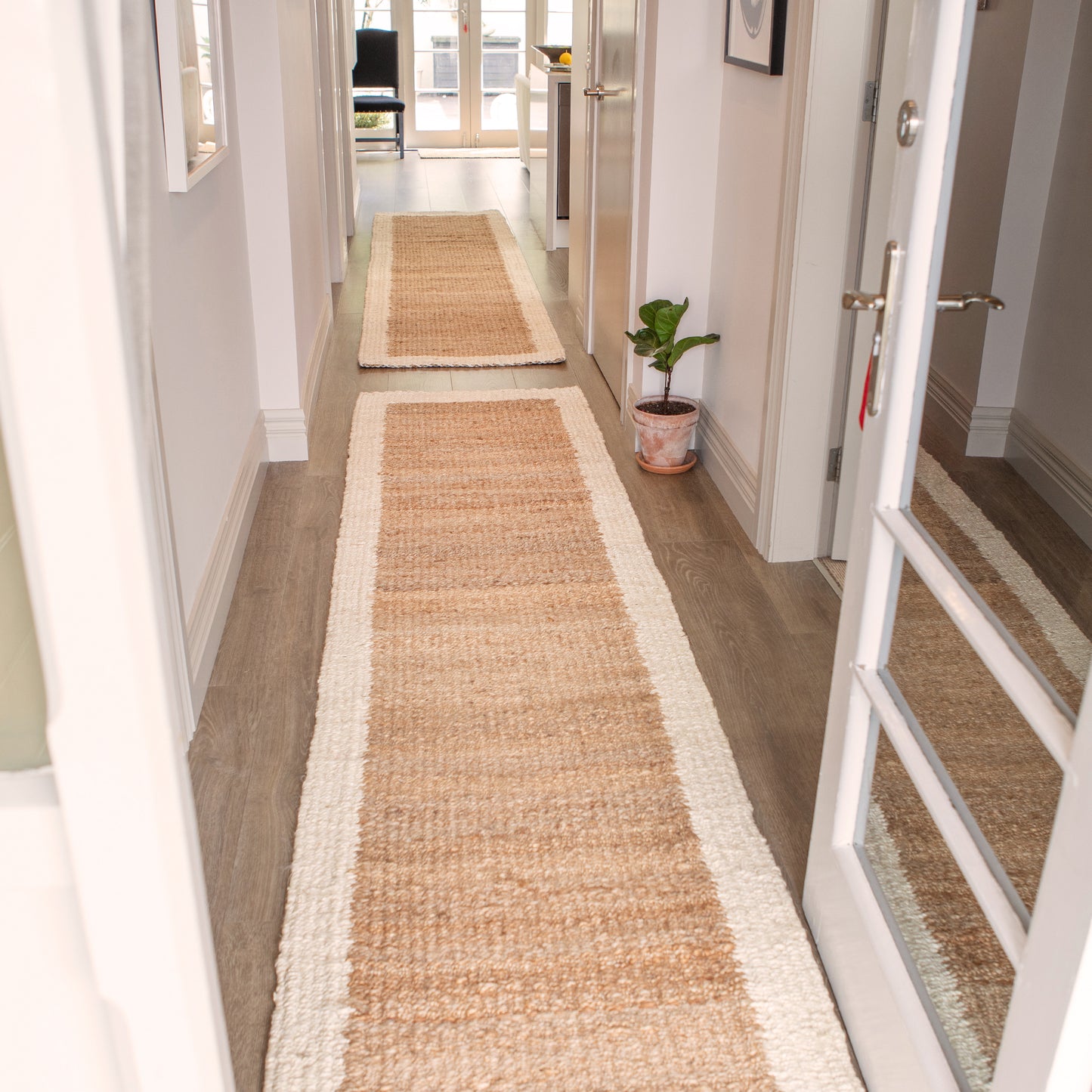 Woven-Border Jute Mats - Natural/Cream