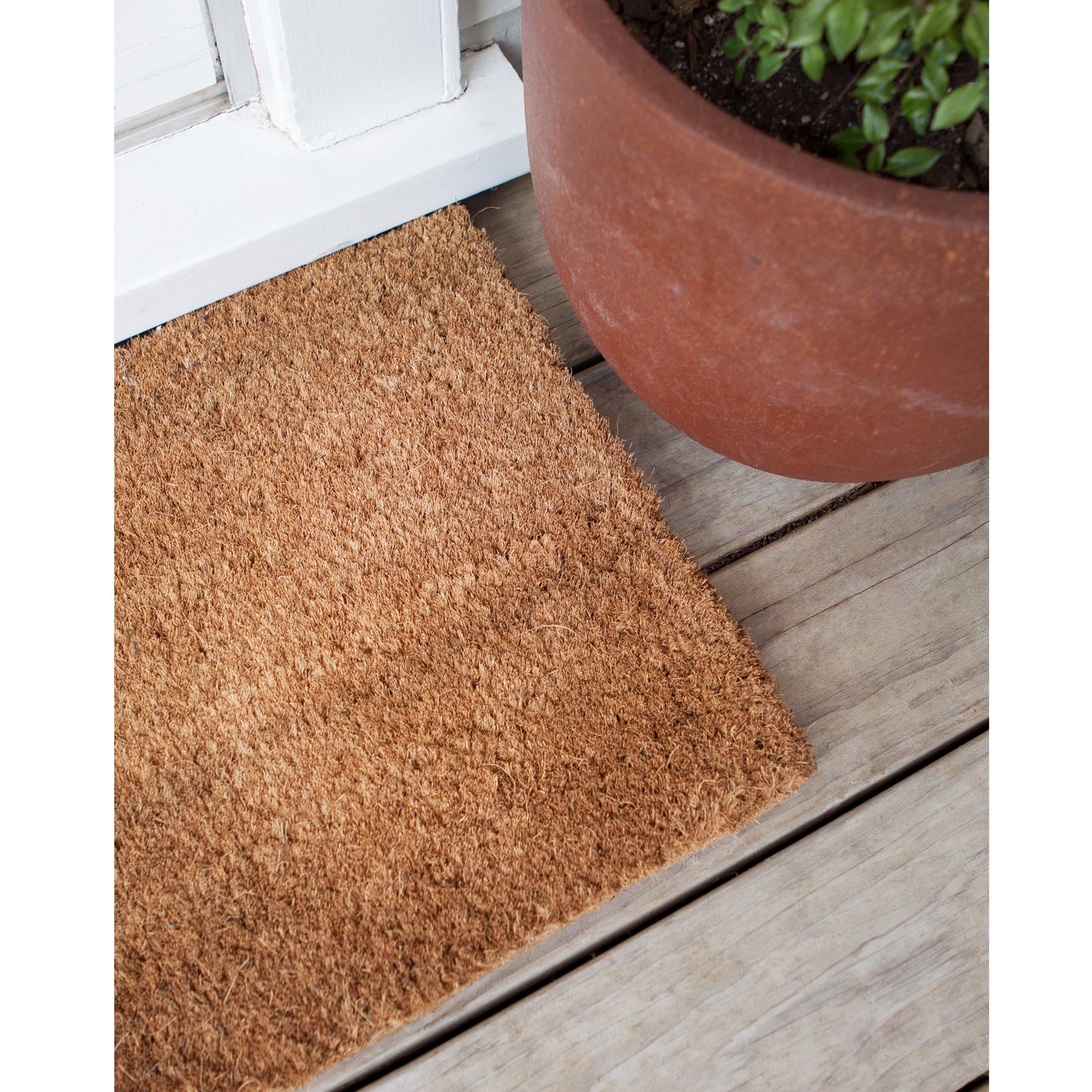 100% Natural Coconut Fibre (Coir). Keep the mud and dirt at the doorstep. These tough door mats are very hard-wearing and have a thick bristle to brush. The best for the job. Made in India. Available in 7 sizes.