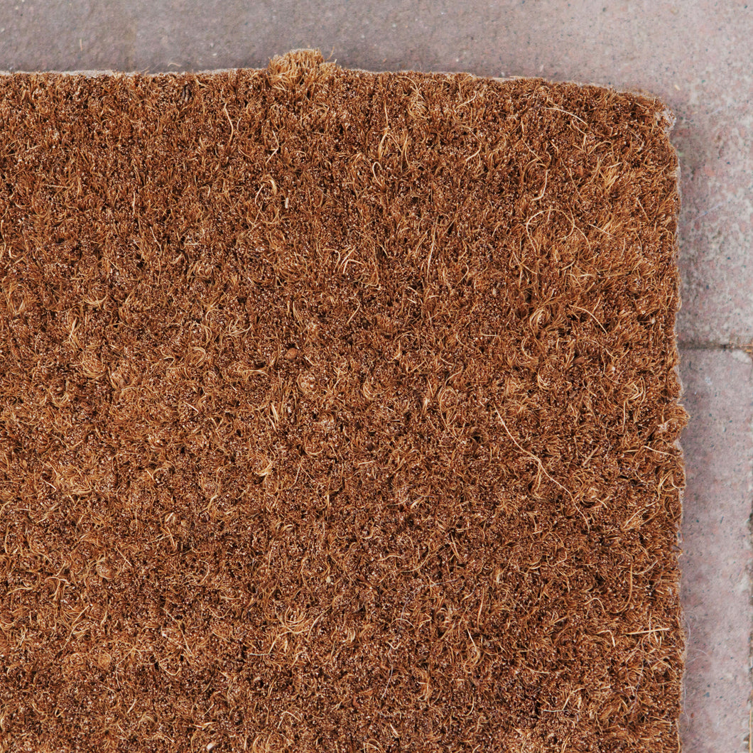 100% Natural Coconut Fibre (Coir). Keep the mud and dirt at the doorstep. These tough door mats are very hard-wearing and have a thick bristle to brush. The best for the job.  Made in India. Available in 7 sizes.