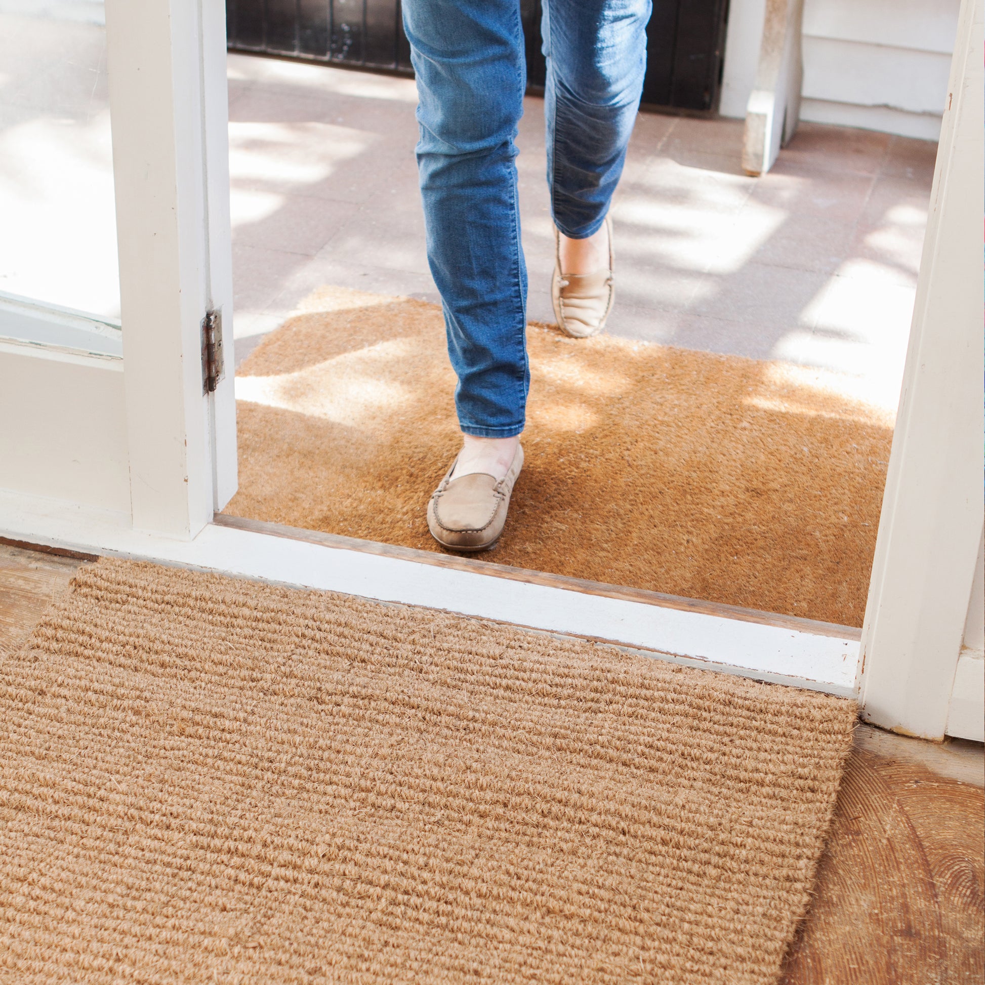 100% Natural Coconut Fibre (Coir). Keep the mud and dirt at the doorstep. These tough door mats are very hard-wearing and have a thick bristle to brush. The best for the job. Made in India. Available in 7 sizes.