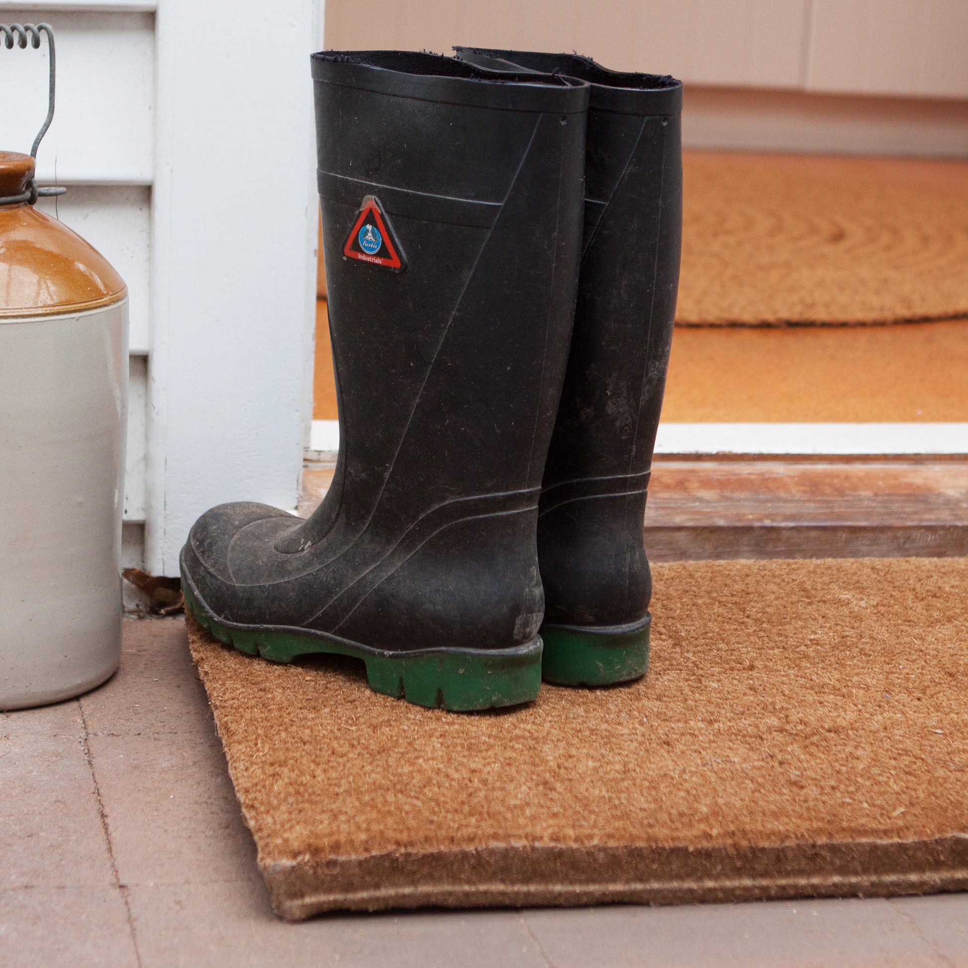 100% Natural Coconut Fibre (Coir). Keep the mud and dirt at the doorstep. These tough door mats are very hard-wearing and have a thick bristle to brush. The best for the job.  Made in India. Available in 7 sizes.